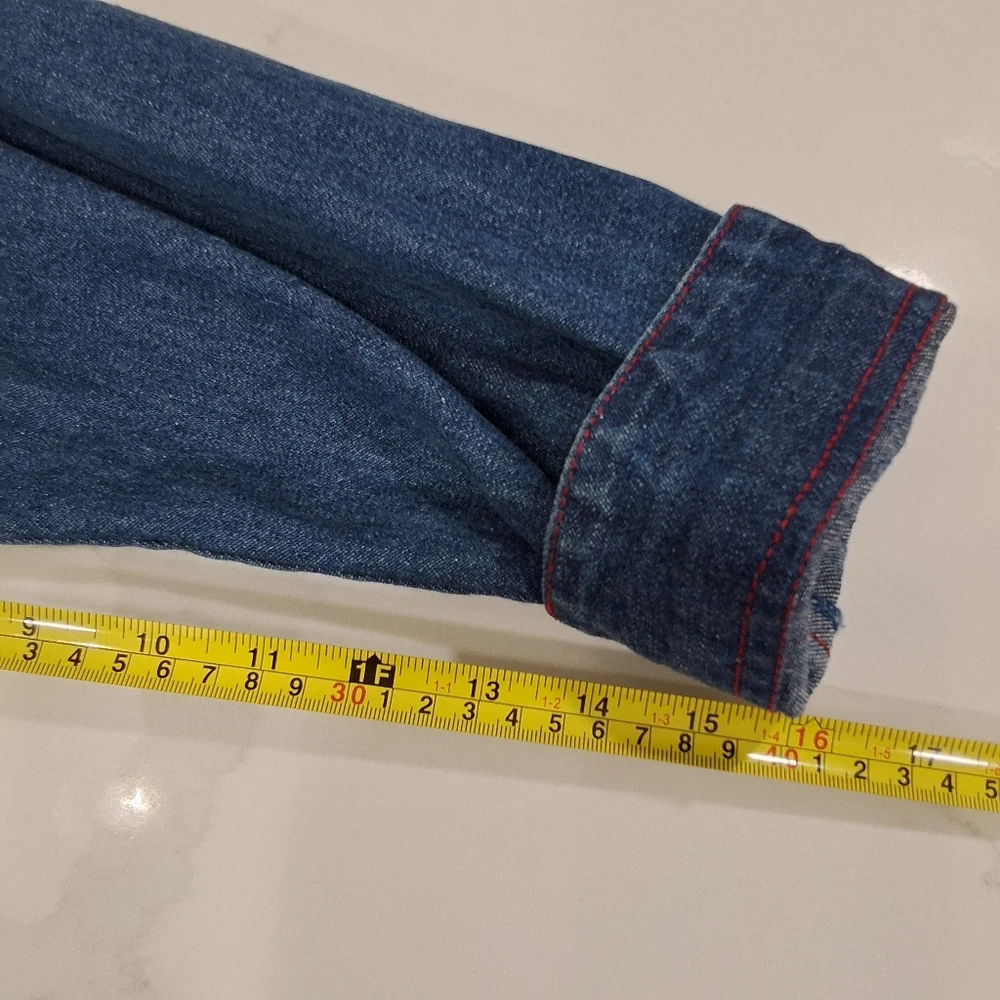✨2/$25 Natural Impressions~Women VTG Denim Barncoat~Chore Jacket~Patriotic~MED - Picture 8 of 8